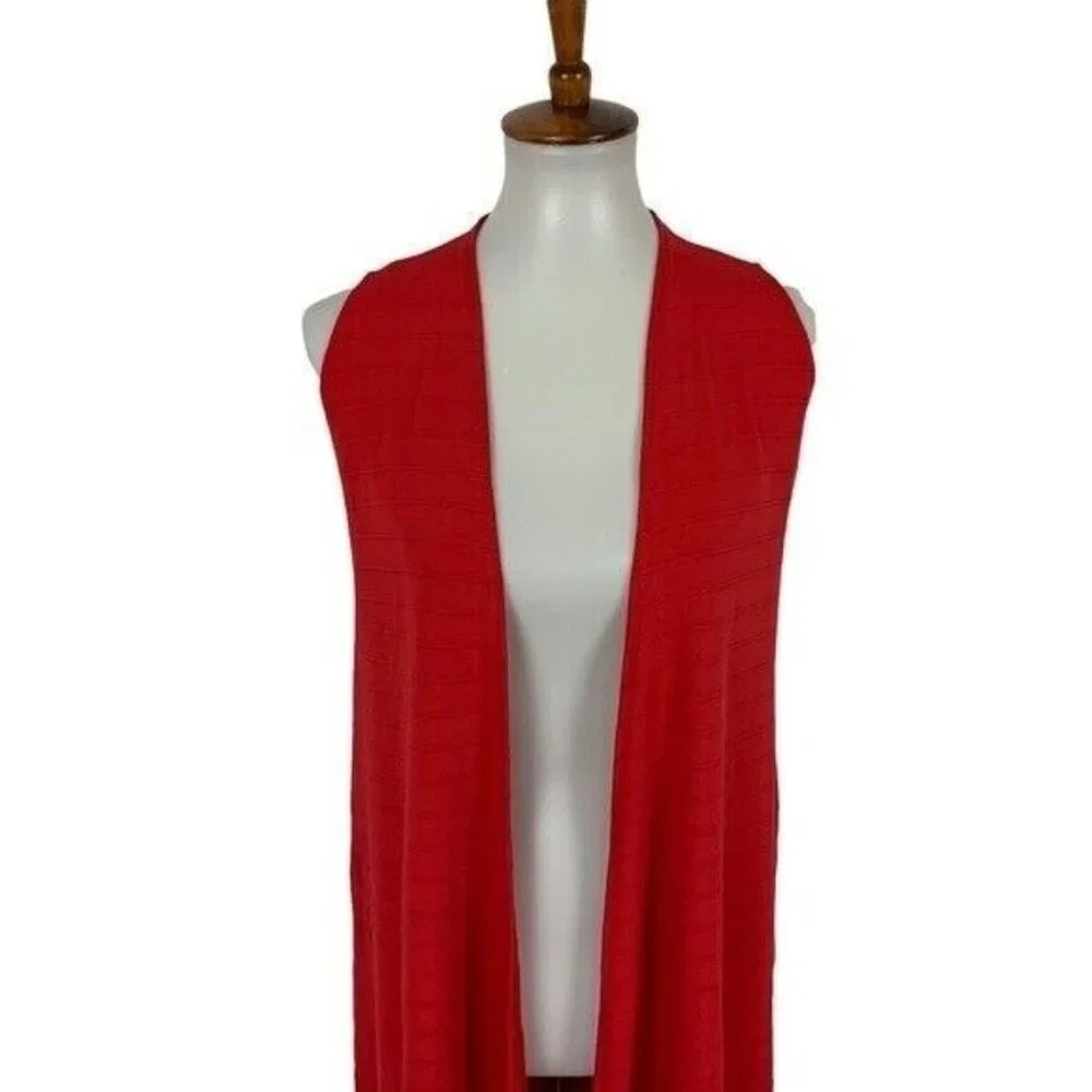 Lularoe Cardigan XS Red Sleeveless Duster Boho Festival Layering Chic‎